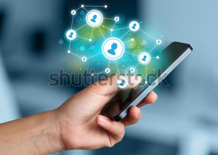 创意抽象移动网络应用程序 软件服务互联驱动商业与社交新生态